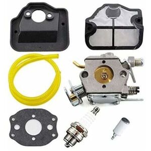 ZVD Carburateur de Remplacement pour Tronçonneuses Husqvarna 36, 41, 136, 137, 141, 142, Inclus Bougie d'Allumage et Kit de Filtre à Air, Remplace les