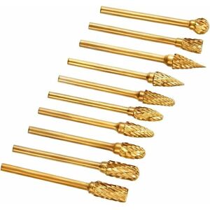 Hoopzi - 10 pcs Carbide Rotary Burrs for Power Tools, Double Cut Tungsten Burs for Engraving and Deburring Metal and Wood Hoopzi - 10 pcs Carbide Rotary Burrs for Power Tools, Double Cut Tungsten Burs for Engraving and Deburring Metal and Wood