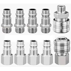 COOCHEER 10-Piece Pneumatic Quick Connect Set for Compressor, 1/4-Inch BSP, Quick Coupling, Air Screw Connection, Hose, Compressed Air Connection, Male and COOCHEER 10-Piece Pneumatic Quick Connect Set for Compressor, 1/4-Inch BSP, Quick Coupling, Air Screw Connection, Hose, Compressed Air Connection, Male and