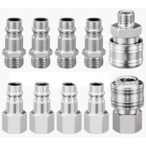 TEHTUY 10-piece pneumatic quick-connect fitting kit for compressors, 1/4" BSP, quick-connect fitting, air fitting, hose, compressed air connector, male and TEHTUY 10-piece pneumatic quick-connect fitting kit for compressors, 1/4" BSP, quick-connect fitting, air fitting, hose, compressed air connector, male and