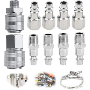 TEHTUY 10 pieces 1/4" BSP quick-connect fitting for air compressors and pneumatic tools TEHTUY 10 pieces 1/4" BSP quick-connect fitting for air compressors and pneumatic tools