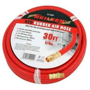 Neilsen - 10M 30ft 1/4 Air Line Rubber Hose Air Line Compressor Tools bsp Brass CT1909 Neilsen - 10M 30ft 1/4 Air Line Rubber Hose Air Line Compressor Tools bsp Brass CT1909