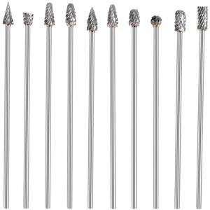TLILY 10Pc 4 Inch Long Double Cut Tungsten Solid Carbide Rotary Burrs Set 1/8 Inch(3mm) Shank Twist Drill Bit for Tools TLILY 10Pc 4 Inch Long Double Cut Tungsten Solid Carbide Rotary Burrs Set 1/8 Inch(3mm) Shank Twist Drill Bit for Tools