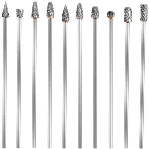Tlily - 10Pc 4 Inch Long Double Cut Tungsten Solid Carbide Rotary Burrs Set 1/8 Inch(3mm) Shank Twist Drill Bit for Tools Tlily - 10Pc 4 Inch Long Double Cut Tungsten Solid Carbide Rotary Burrs Set 1/8 Inch(3mm) Shank Twist Drill Bit for Tools