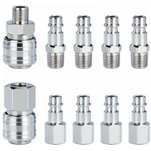 SNQ 10pcs 1/4" BSP Compressor Quick Fitting Set, Pneumatic Connection Set, Hose Connectors, Plug and Socket SNQ 10pcs 1/4" BSP Compressor Quick Fitting Set, Pneumatic Connection Set, Hose Connectors, Plug and Socket