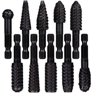 Tlily - 10Pcs Rotary Rasp File Set 1/4 Inch Hex Shank Burrs for Wood Carving Tlily - 10Pcs Rotary Rasp File Set 1/4 Inch Hex Shank Burrs for Wood Carving