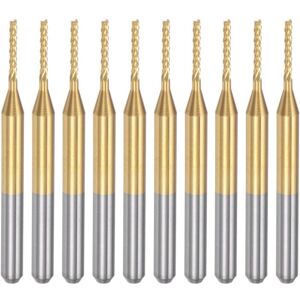 Tlily - 10PCS Titanium Coat Carbide End Mill Engraving Milling Cutter cnc Router Bits for pcb Machine, 1/8 Inch Shank 1.1Mm Tlily - 10PCS Titanium Coat Carbide End Mill Engraving Milling Cutter cnc Router Bits for pcb Machine, 1/8 Inch Shank 1.1Mm