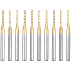 TLILY 10PCS Titanium Coat Carbide End Mill Engraving Milling Cutter CNC Router Bits for PCB Machine, 1/8 Inch Shank 1.5Mm TLILY 10PCS Titanium Coat Carbide End Mill Engraving Milling Cutter CNC Router Bits for PCB Machine, 1/8 Inch Shank 1.5Mm