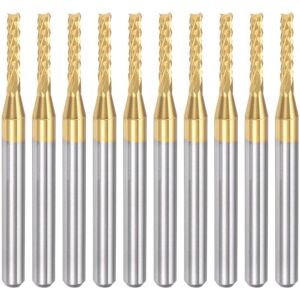 TLILY 10PCS Titanium Coat Carbide End Mill Engraving Milling Cutter CNC Router Bits for PCB Machine, 1/8 Inch Shank 1.8Mm TLILY 10PCS Titanium Coat Carbide End Mill Engraving Milling Cutter CNC Router Bits for PCB Machine, 1/8 Inch Shank 1.8Mm