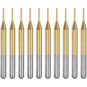 Tlily - 10PCS Titanium Coat Carbide End Mill Engraving Milling Cutter cnc Router Bits for pcb Machine, 1/8 Inch Shank-0.9Mm Tlily - 10PCS Titanium Coat Carbide End Mill Engraving Milling Cutter cnc Router Bits for pcb Machine, 1/8 Inch Shank-0.9Mm