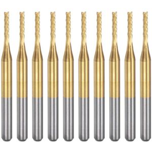 TLILY 10PCS Titanium Coat Carbide End Mill Engraving Milling Cutter CNC Router Bits for PCB Machine, 1/8 Inch Shank-1.4Mm TLILY 10PCS Titanium Coat Carbide End Mill Engraving Milling Cutter CNC Router Bits for PCB Machine, 1/8 Inch Shank-1.4Mm