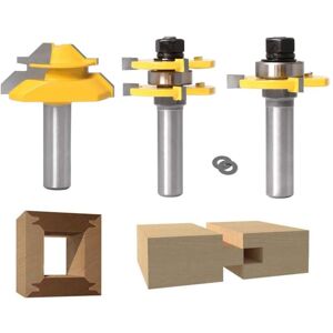 Tinor - 12.7mm 45 Degree Lock Miter Router Bit + Tongue Bit + Groove Cutter - Woodworking Milling Cutter for Carpentry Tools (1/2') Tinor - 12.7mm 45 Degree Lock Miter Router Bit + Tongue Bit + Groove Cutter - Woodworking Milling Cutter for Carpentry Tools (1/2')