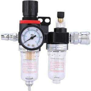 Gotrays - 1/4' Air Filter Pressure Regulator Oil Water Separator Air Filter Air Compressor Air Compressor Filter with Lubricator Cup for System Gotrays - 1/4' Air Filter Pressure Regulator Oil Water Separator Air Filter Air Compressor Air Compressor Filter with Lubricator Cup for System