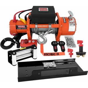 WINCHMAX 9,000lb (4,082kg) 12v Winch EN14492 Compliant. 24m x 9mm Wire Rope. Mounting Plate & Battery Isolator. WINCHMAX 9,000lb (4,082kg) 12v Winch EN14492 Compliant. 24m x 9mm Wire Rope. Mounting Plate & Battery Isolator.
