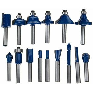 DEWDAT 15pcs 1/4 inch Woodworking Router Shank Router Woodworking Milling Machine Accessories for Wood Cutter DEWDAT 15pcs 1/4 inch Woodworking Router Shank Router Woodworking Milling Machine Accessories for Wood Cutter