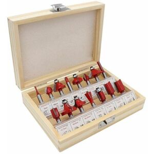 Gotrays - 15Pcs 6.35mm Shank Tungsten Carbide Router Bit Set Slotting Milling Cutter Wood Router Bit Milling Cutter Router Bit Kit with Wooden Case Gotrays - 15Pcs 6.35mm Shank Tungsten Carbide Router Bit Set Slotting Milling Cutter Wood Router Bit Milling Cutter Router Bit Kit with Wooden Case