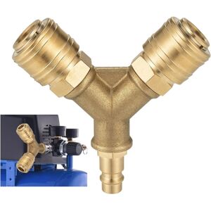 AIPERQ 2-way compressed air distributor 1/4 inch compressed air connection Rust-proof brass compressed air connector AIPERQ 2-way compressed air distributor 1/4 inch compressed air connection Rust-proof brass compressed air connector