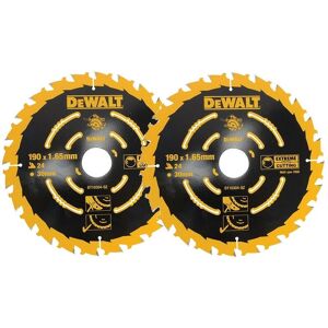 2 x Dewalt DT10304 Corded Circular Saw Blades 190 x 30mm x 24 Tooth Extreme 2 x Dewalt DT10304 Corded Circular Saw Blades 190 x 30mm x 24 Tooth Extreme