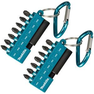 2 x Makita 8 Piece Black Screwdriver Impact Rated Bit Set Pozi PZ2 1 3+ Key Ring 2 x Makita 8 Piece Black Screwdriver Impact Rated Bit Set Pozi PZ2 1 3+ Key Ring