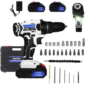 DAYPLUS 21-Volt Drill 2 Speed Electric Cordless Drill / Driver with Bits Set & 2X Battery DAYPLUS 21-Volt Drill 2 Speed Electric Cordless Drill / Driver with Bits Set & 2X Battery