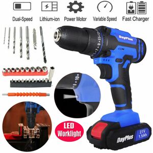 Dayplus - 21-Volt drill 2 Speed Electric Cordless Drill/Driver Screwdriver Bits Set Dayplus - 21-Volt drill 2 Speed Electric Cordless Drill/Driver Screwdriver Bits Set