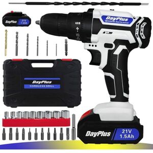DAYPLUS 21 Volt Drill 2 Speed Electric Cordless Drill/Driver with Bits Set & Battery ,25+1 Torque, 2 Speed, led Light DAYPLUS 21 Volt Drill 2 Speed Electric Cordless Drill/Driver with Bits Set & Battery ,25+1 Torque, 2 Speed, led Light