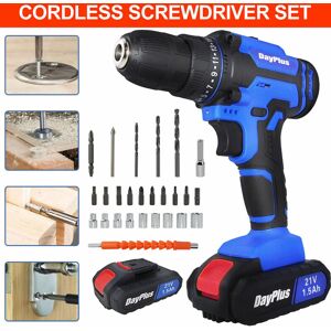 Briefness - Cordless Drill Driver 21V-Max Li-Ion Combi Drill in Carry Case, Electric Screwdriver, Accessory Kit, led Work Light, 2PCS Batteries & 1x Briefness - Cordless Drill Driver 21V-Max Li-Ion Combi Drill in Carry Case, Electric Screwdriver, Accessory Kit, led Work Light, 2PCS Batteries & 1x