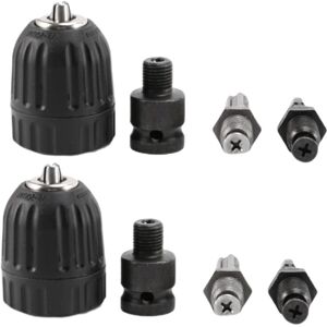 Tlily - 2Pcs 0.8-10mm Precise Keyless Drill Chuck Converter 3/8Inch- 24UNF Thread Quick Change Adapter with Hex Shank Socket Tlily - 2Pcs 0.8-10mm Precise Keyless Drill Chuck Converter 3/8Inch- 24UNF Thread Quick Change Adapter with Hex Shank Socket