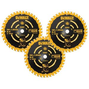 3 x Dewalt DT10303 Circular Saw Blades 184 x 16 x 40T Extreme Framing DWE560 3 x Dewalt DT10303 Circular Saw Blades 184 x 16 x 40T Extreme Framing DWE560