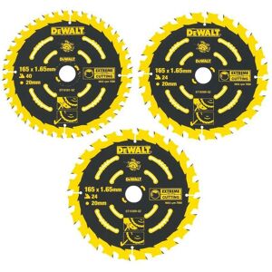 Dewalt - 3 x Extreme Framing tct Circular Saw Blades 165 x 20 - 24 40 Tooth Dewalt - 3 x Extreme Framing tct Circular Saw Blades 165 x 20 - 24 40 Tooth