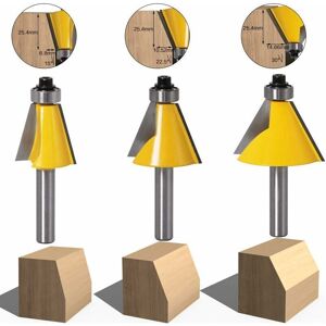 Gotrays - 3pcs 8mm Shank Chamfer and Chamfering Cutter Woodworking Tool Wood Milling Cutter (15 Degree + 22.5 Degree + 30 Degree) Gotrays - 3pcs 8mm Shank Chamfer and Chamfering Cutter Woodworking Tool Wood Milling Cutter (15 Degree + 22.5 Degree + 30 Degree)