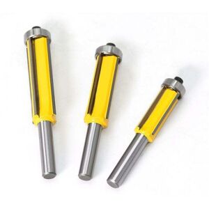 LINGHHANG 3Pcs Drill Chuck Router Bit, 4 Flute Shank Copy Cutter with Top Bearing Straight Flush Trim Router Bit Carbide Woodworking DIY Milling Cutter (Yellow) LINGHHANG 3Pcs Drill Chuck Router Bit, 4 Flute Shank Copy Cutter with Top Bearing Straight Flush Trim Router Bit Carbide Woodworking DIY Milling Cutter (Yellow)