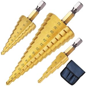 WOIYIC 3PCS Metal Step Drill Bit, 4-12/20/32mm Metal Step Drill Bit Triangle Conical Titanium, Hexagon Shank Step Drill Bit for Screwdriver on Metal Steel, WOIYIC 3PCS Metal Step Drill Bit, 4-12/20/32mm Metal Step Drill Bit Triangle Conical Titanium, Hexagon Shank Step Drill Bit for Screwdriver on Metal Steel,