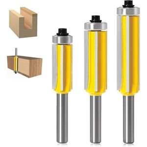 MEMKEY 3pcs Router Bit 4 Flute Shank Copy Router Bit with Top Bearing Straight Flush Cutter Carbide Woodworking Milling DIY Cutting (Metal) MEMKEY 3pcs Router Bit 4 Flute Shank Copy Router Bit with Top Bearing Straight Flush Cutter Carbide Woodworking Milling DIY Cutting (Metal)