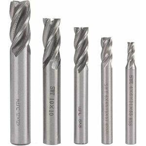 TEHTUY 4 PCS HSS Straight Shank Lathe Milling Cutters 4-Flute Drill Bit TEHTUY 4 PCS HSS Straight Shank Lathe Milling Cutters 4-Flute Drill Bit