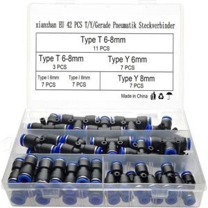TORMATOR 42 PCS Pneumatic Fitting T/Y/I Straight Type Quick Connect Compressed Air Fitting 6mm/8mm Compressor Fitting, with Box. TORMATOR 42 PCS Pneumatic Fitting T/Y/I Straight Type Quick Connect Compressed Air Fitting 6mm/8mm Compressor Fitting, with Box.