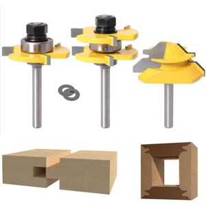 WOIYIC 45 Degree Lock Miter Router Bit + Tongue Bit + Groove Cutter, Woodworking Milling Cutter for Carpentry Tools (1/4'' (6.35mm)) WOIYIC 45 Degree Lock Miter Router Bit + Tongue Bit + Groove Cutter, Woodworking Milling Cutter for Carpentry Tools (1/4'' (6.35mm))