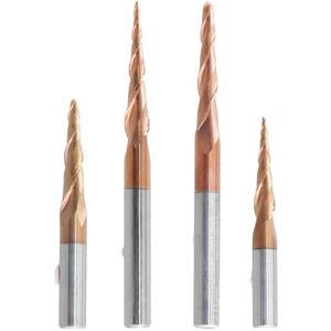 TLILY 4PCS Carbide Spiral Tapered Ball Nose End Mill 6mm Shank Router Bit Woodworking CNC Carving Bits Wood Milling Cutter TLILY 4PCS Carbide Spiral Tapered Ball Nose End Mill 6mm Shank Router Bit Woodworking CNC Carving Bits Wood Milling Cutter