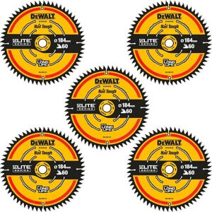 Dewalt - 5 x DT1670 elite extreme Cordless Mitre Saw Blade DCS365 184mm 60 Tooth Dewalt - 5 x DT1670 elite extreme Cordless Mitre Saw Blade DCS365 184mm 60 Tooth