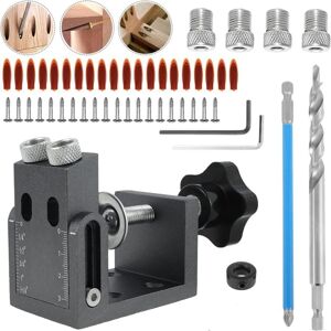 GOTRAYS 52-Piece Pocket Hole Jig Kit, 15° Slant Drill Jig, Slant Locator Positioning Tool with 6/8/10mm Adapter for Angled Woodworking Drill Guides GOTRAYS 52-Piece Pocket Hole Jig Kit, 15° Slant Drill Jig, Slant Locator Positioning Tool with 6/8/10mm Adapter for Angled Woodworking Drill Guides