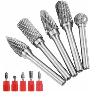 WAY 5PCS 6×10mm Double Cut Rotary Burrs Tungsten Carbide Die Grinder Bit 6.35mm Cylindrical Shank Rotary Engraving Burres for Woodworking, Metal WAY 5PCS 6×10mm Double Cut Rotary Burrs Tungsten Carbide Die Grinder Bit 6.35mm Cylindrical Shank Rotary Engraving Burres for Woodworking, Metal