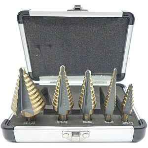 DHKLFA 5pcs Step Cutter, Step Drill Bit with Professional Aluminum Case, Hex Shank with Self Centering Pad, Precision Drilling in Steel, Metal iSq7ML5s3FA DHKLFA 5pcs Step Cutter, Step Drill Bit with Professional Aluminum Case, Hex Shank with Self Centering Pad, Precision Drilling in Steel, Metal iSq7ML5s3FA