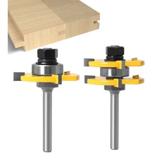 Linghhang - 6MM Shank Matched Tongue and Groove Router Bit Set 3 Teeth t Shape Wood Cutter Cutting Woodworking Tool (6MM) Linghhang - 6MM Shank Matched Tongue and Groove Router Bit Set 3 Teeth t Shape Wood Cutter Cutting Woodworking Tool (6MM)