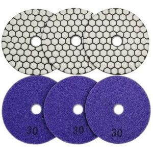 TLILY 6Pcs Dia 4inch/100mm Grit 30 Diamond Dry Polishing Pads Resin Bond Flexible Sanding Disc for Marble Ceramic TLILY 6Pcs Dia 4inch/100mm Grit 30 Diamond Dry Polishing Pads Resin Bond Flexible Sanding Disc for Marble Ceramic