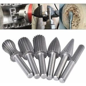 Gotrays - 6pcs Double Cut Tungsten Rotary Burr Set 6mm Shank Tungsten Files Filing/Engraving/Grinding Bits for Rotary Tools Gotrays - 6pcs Double Cut Tungsten Rotary Burr Set 6mm Shank Tungsten Files Filing/Engraving/Grinding Bits for Rotary Tools