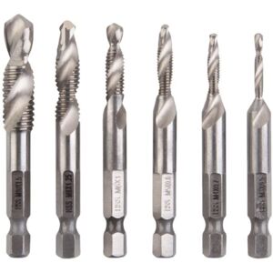 Gotrays - 6pcs hss Combo Drill Bit Hex Shank M3-M10 Thread Tap Silver Gotrays - 6pcs hss Combo Drill Bit Hex Shank M3-M10 Thread Tap Silver