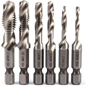 MEMKEY 6pcs HSS Drill Bit Set, 1/4" Hex Shank Combination Drill Tap Set, HSS Bit M3-M10, Metric Tap for Wood, Iron, Aluminum, Silver MEMKEY 6pcs HSS Drill Bit Set, 1/4" Hex Shank Combination Drill Tap Set, HSS Bit M3-M10, Metric Tap for Wood, Iron, Aluminum, Silver