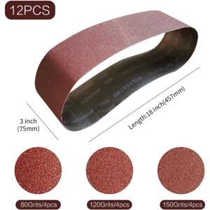 TONCHEAN 75 x 457 mm Sanding Belt Sander Belt - Mixed Sanding Belt Set (4 x 80/120/150 Grits) for Belt Sanders, Ideal for Wood (12 Pieces) TONCHEAN 75 x 457 mm Sanding Belt Sander Belt - Mixed Sanding Belt Set (4 x 80/120/150 Grits) for Belt Sanders, Ideal for Wood (12 Pieces)