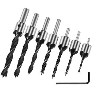 GOTRAYS 7Pcs Zinc Plated Drill Bit Set, Triple Point Wood Carving Countersink Drill Bit Set with Hex Key, High Speed Steel Drill, Adjustable Plated Carpentry GOTRAYS 7Pcs Zinc Plated Drill Bit Set, Triple Point Wood Carving Countersink Drill Bit Set with Hex Key, High Speed Steel Drill, Adjustable Plated Carpentry