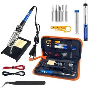 Linghhang - 8 in 1 Soldering Iron Kit 60W Soldering Station Tin Pump Electronic Solder Adjustable Temperature Portable, 5 Tips, Iron Stand, Tool Bag Linghhang - 8 in 1 Soldering Iron Kit 60W Soldering Station Tin Pump Electronic Solder Adjustable Temperature Portable, 5 Tips, Iron Stand, Tool Bag